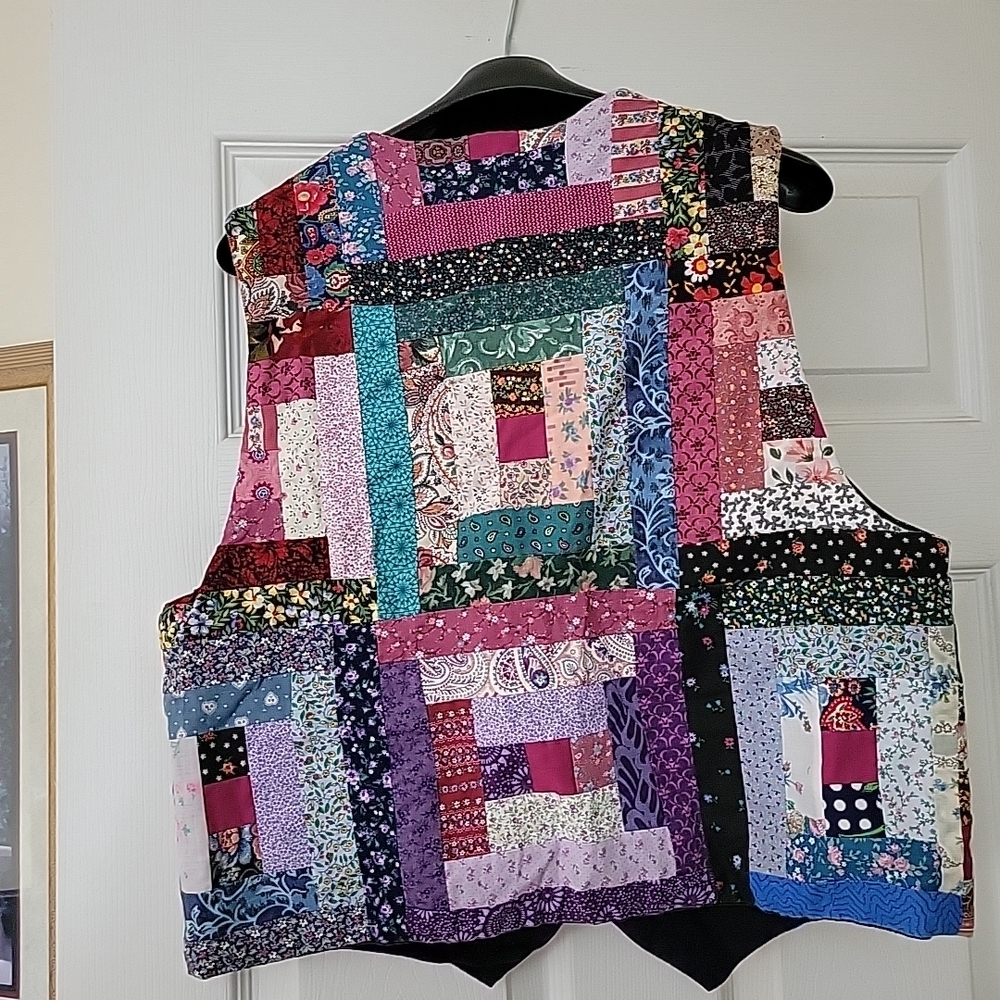 Patchwork Button Down Vest - Multicolor - image 2